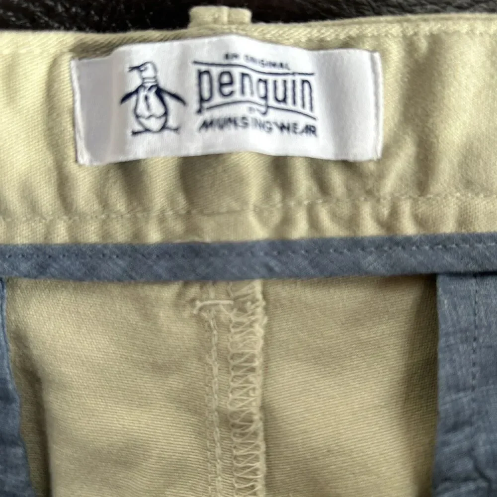 Original Penguin Mens Slim Fit Stretch Chino Shorts Agate Gray Sz 32 NEW w/Tags
